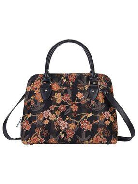 Signare Ume Sakura Convertible Top Handle Purse Crossbody Embroidered Floral